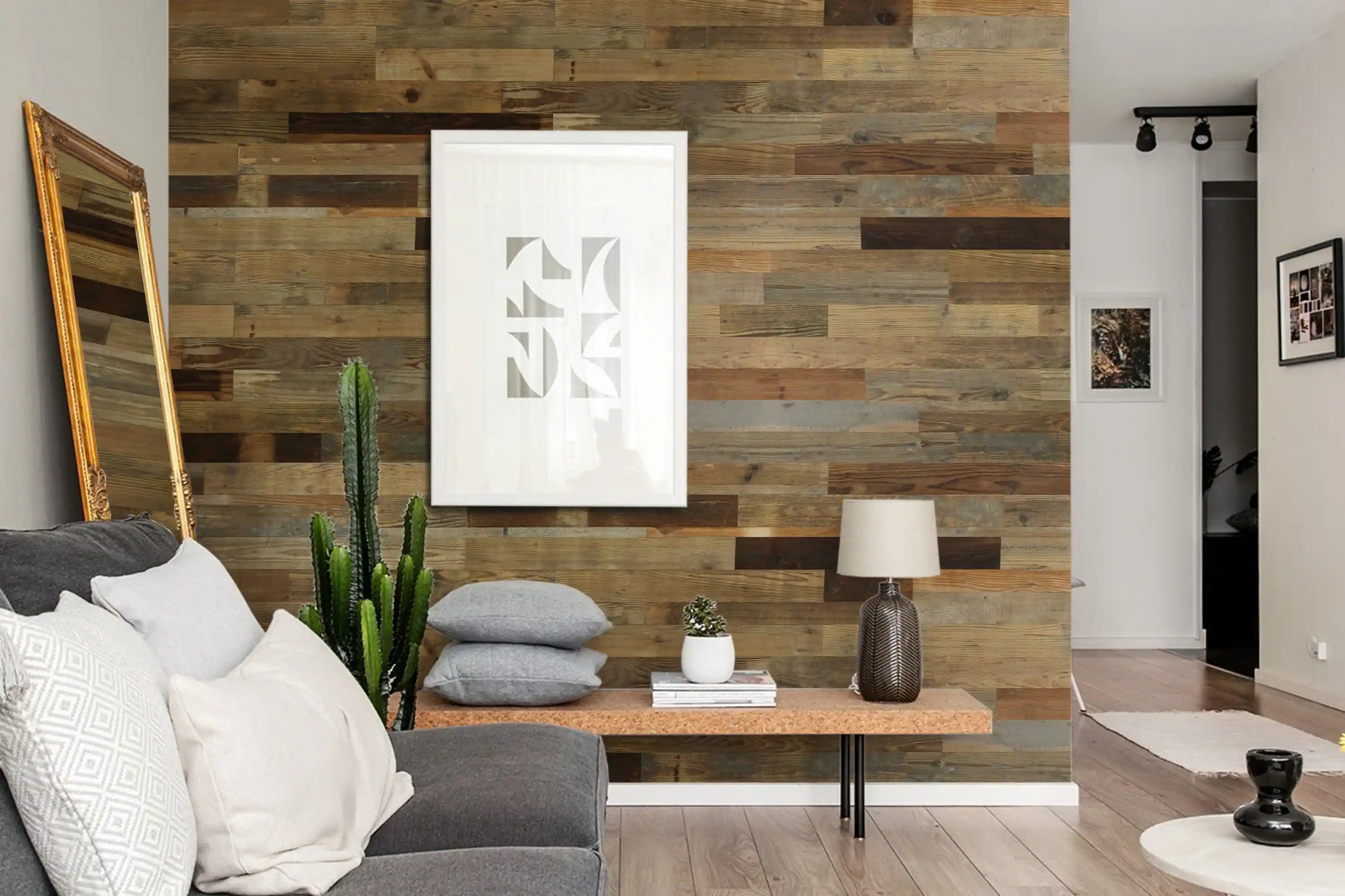 COLAMO 4.53"x35.43" Peel and Stick Reclaimed Wood Planks For Walls