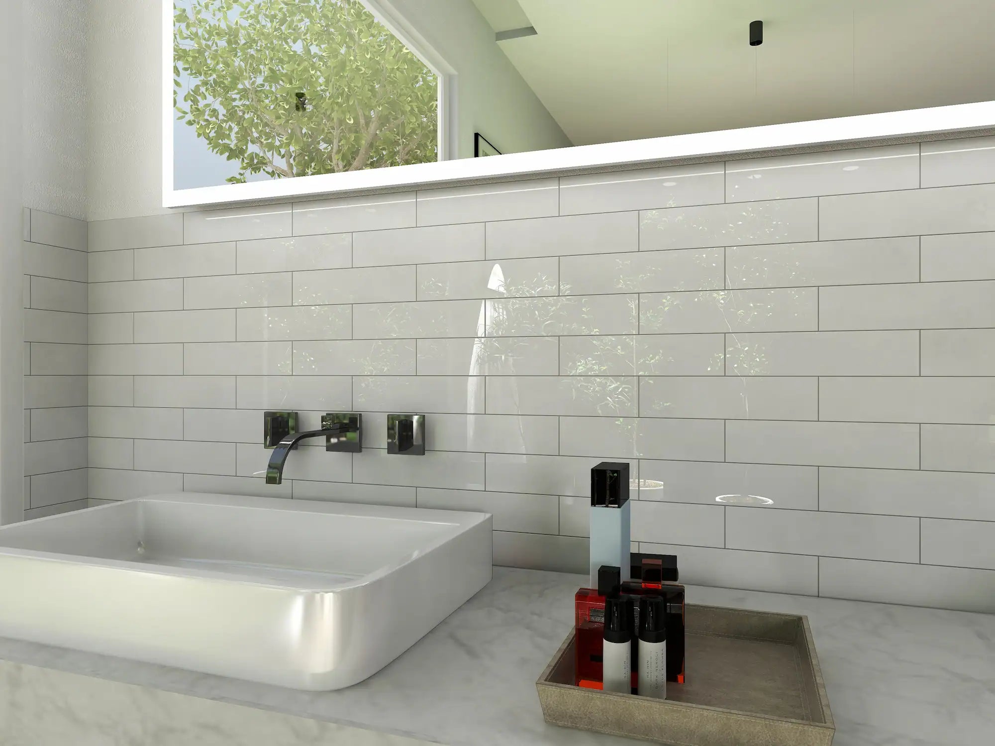 COLAMO Crystal Glossy White Peel and Stick Backsplash Subway Tile