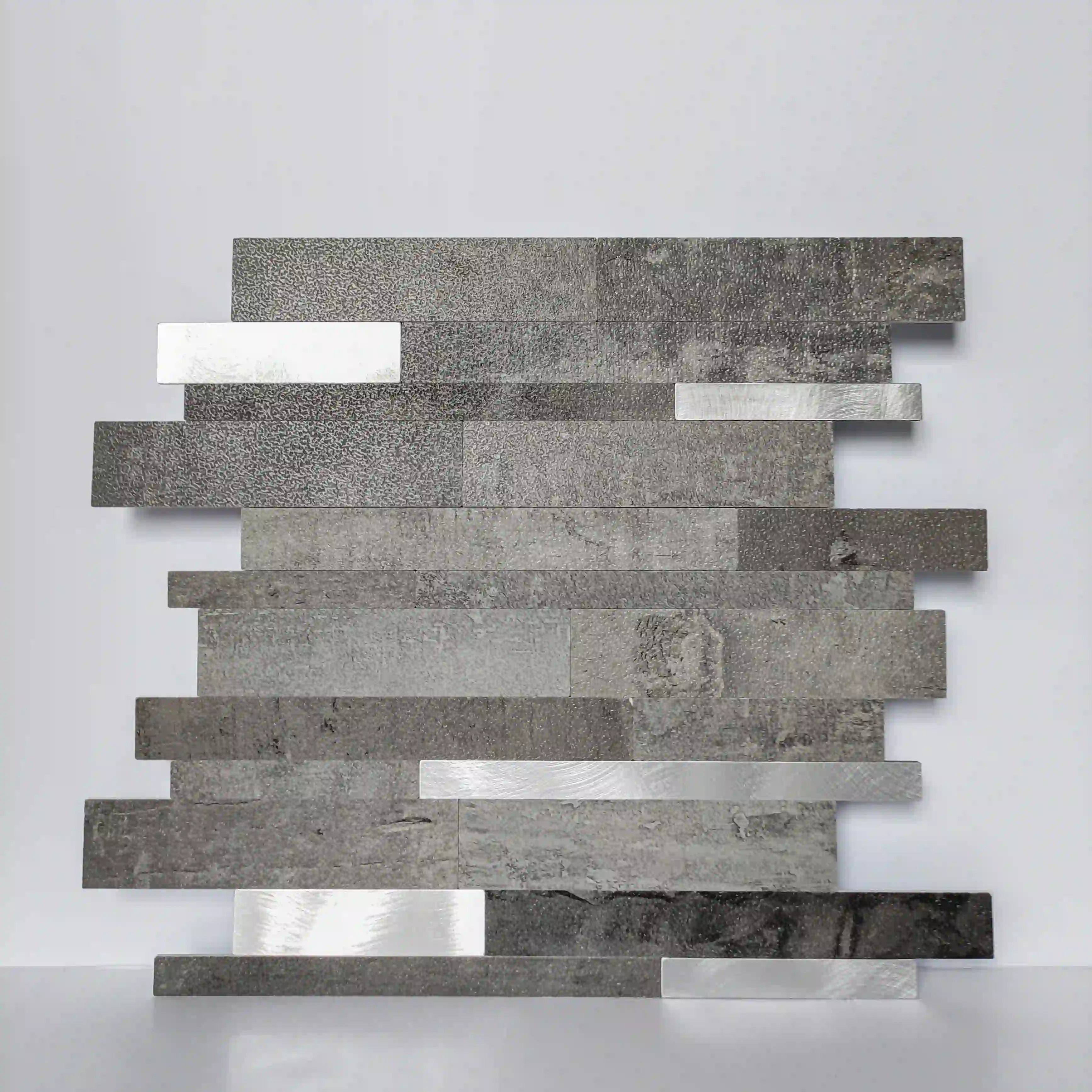 Peel and Stick Decorative Metallic Slate Mix Look Mosaic Tiles