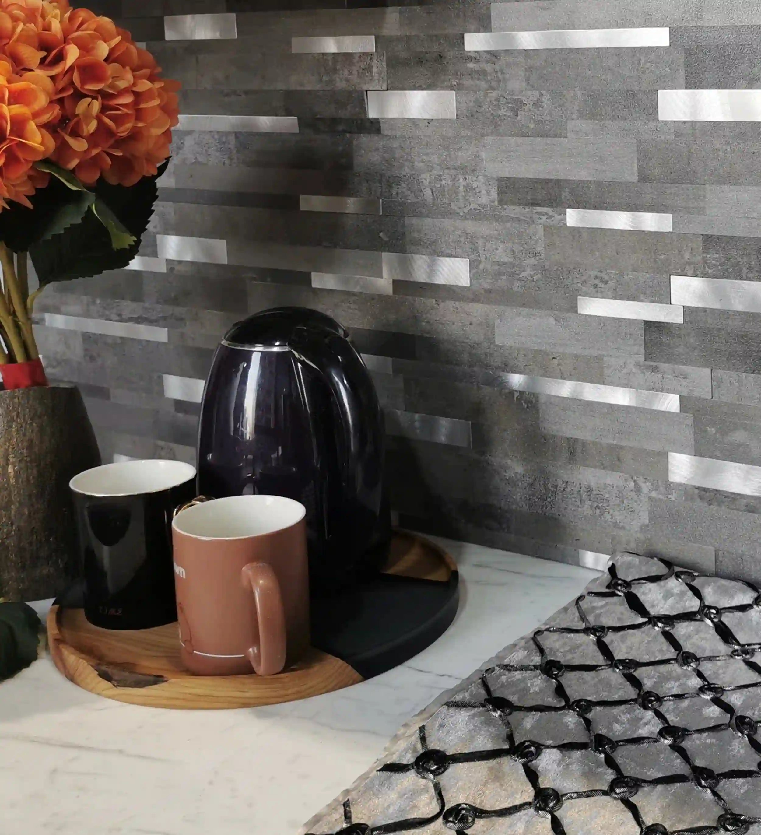 Peel and Stick Decorative Metallic Slate Mix Look Mosaic Tiles