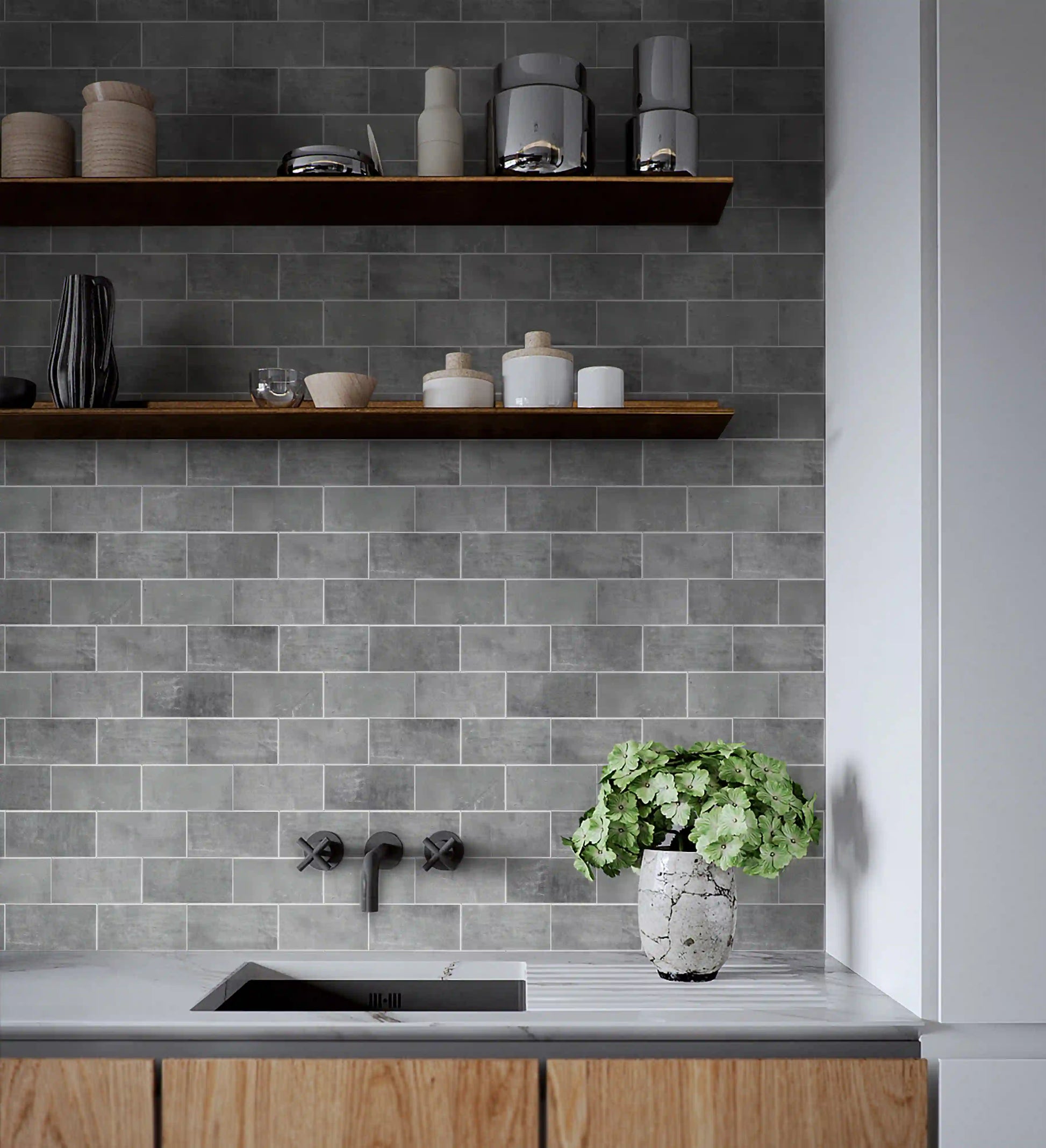 COLAMO Dark Gray Vinyl Concrete Look Peel and Stick Backsplash