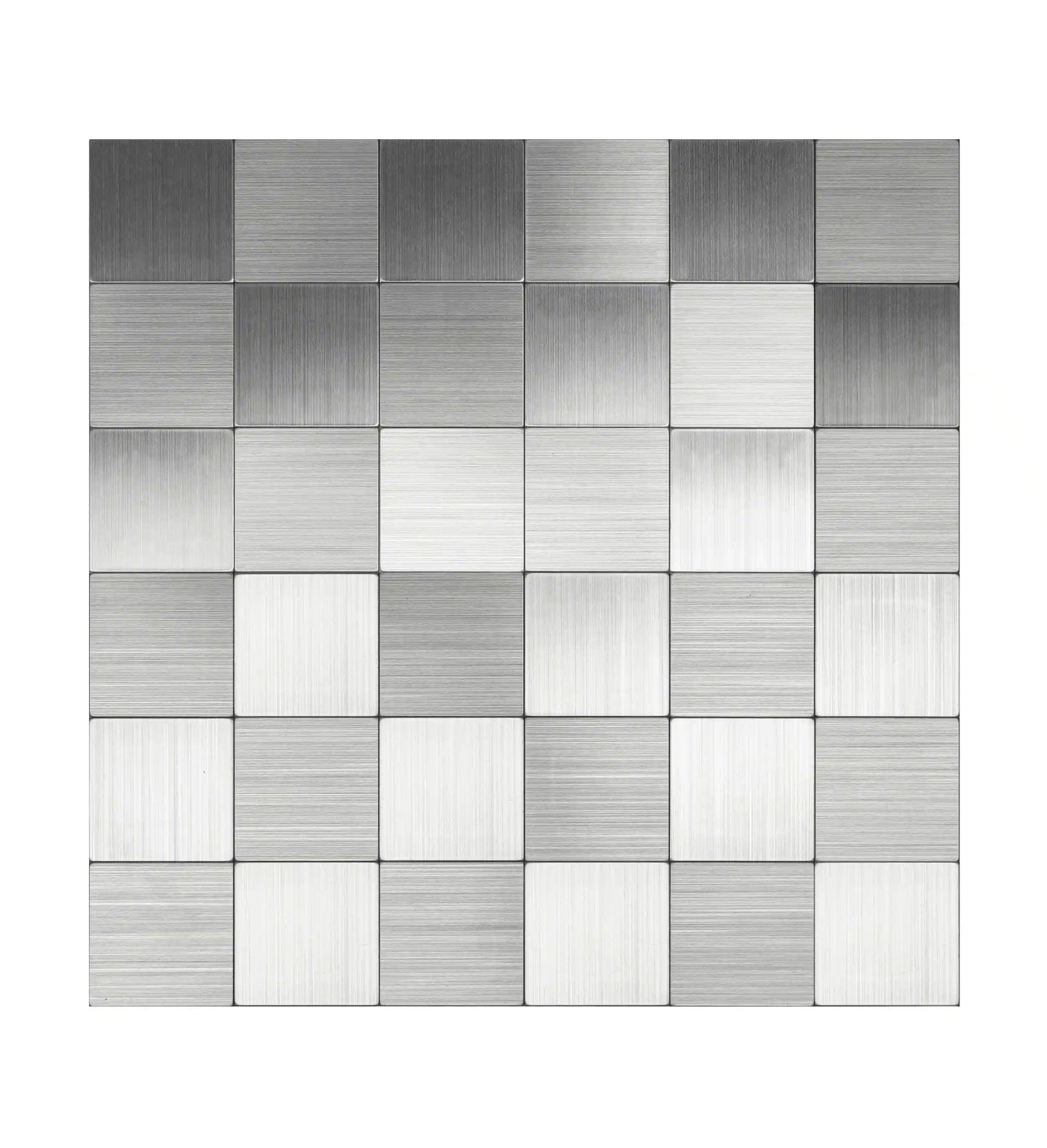 Metallic Peel and Stick Square Stainless Steel Tiles Backsplash 12