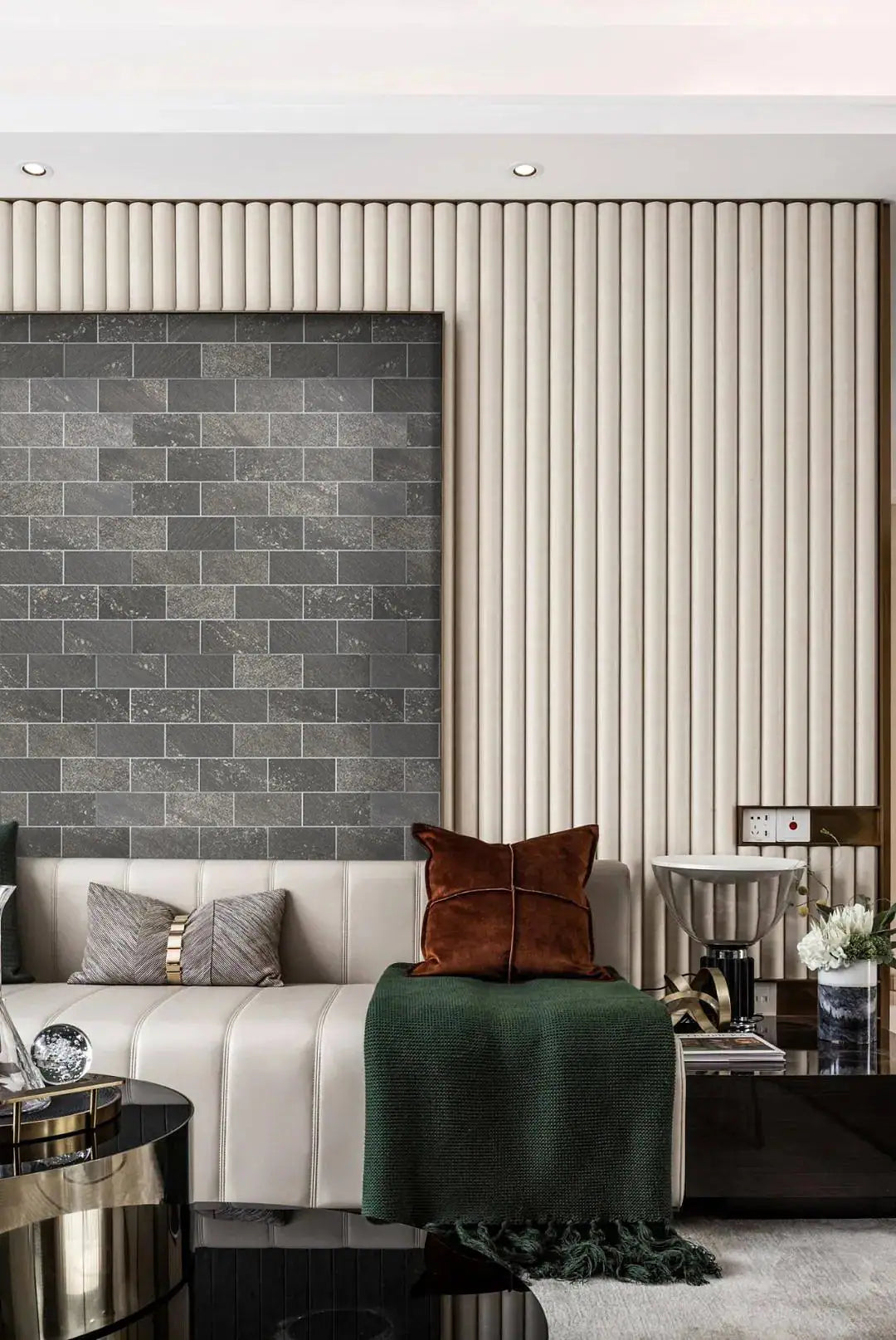 BLACK-Granulated-Surface-Peel-and-Stick-Subway-Tiles-in-living-room