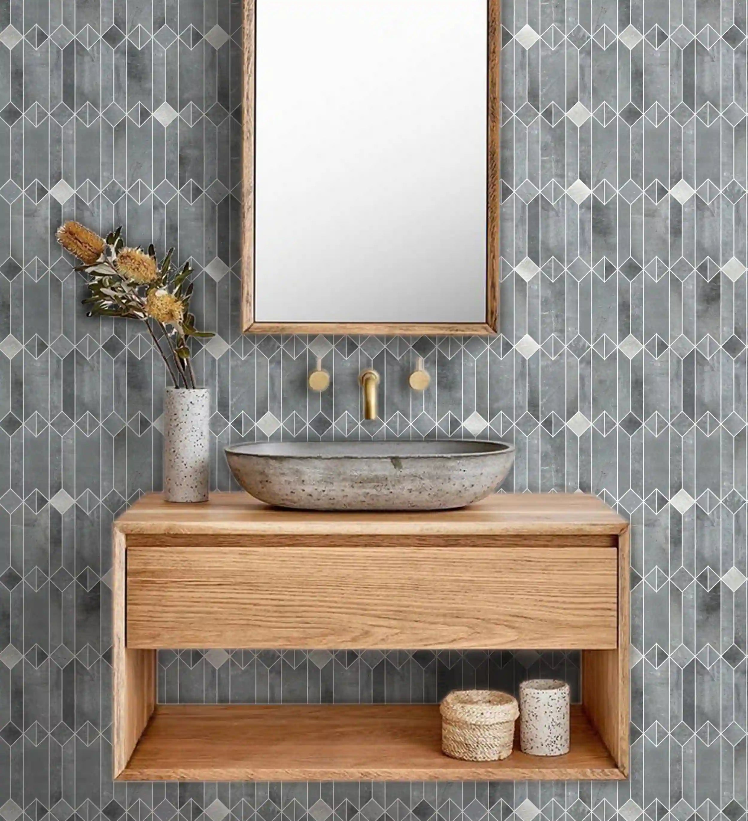 Simple Geometry Peel and Stick DIY Wall Panels, Backsplashes and Tiles, Orion Blue