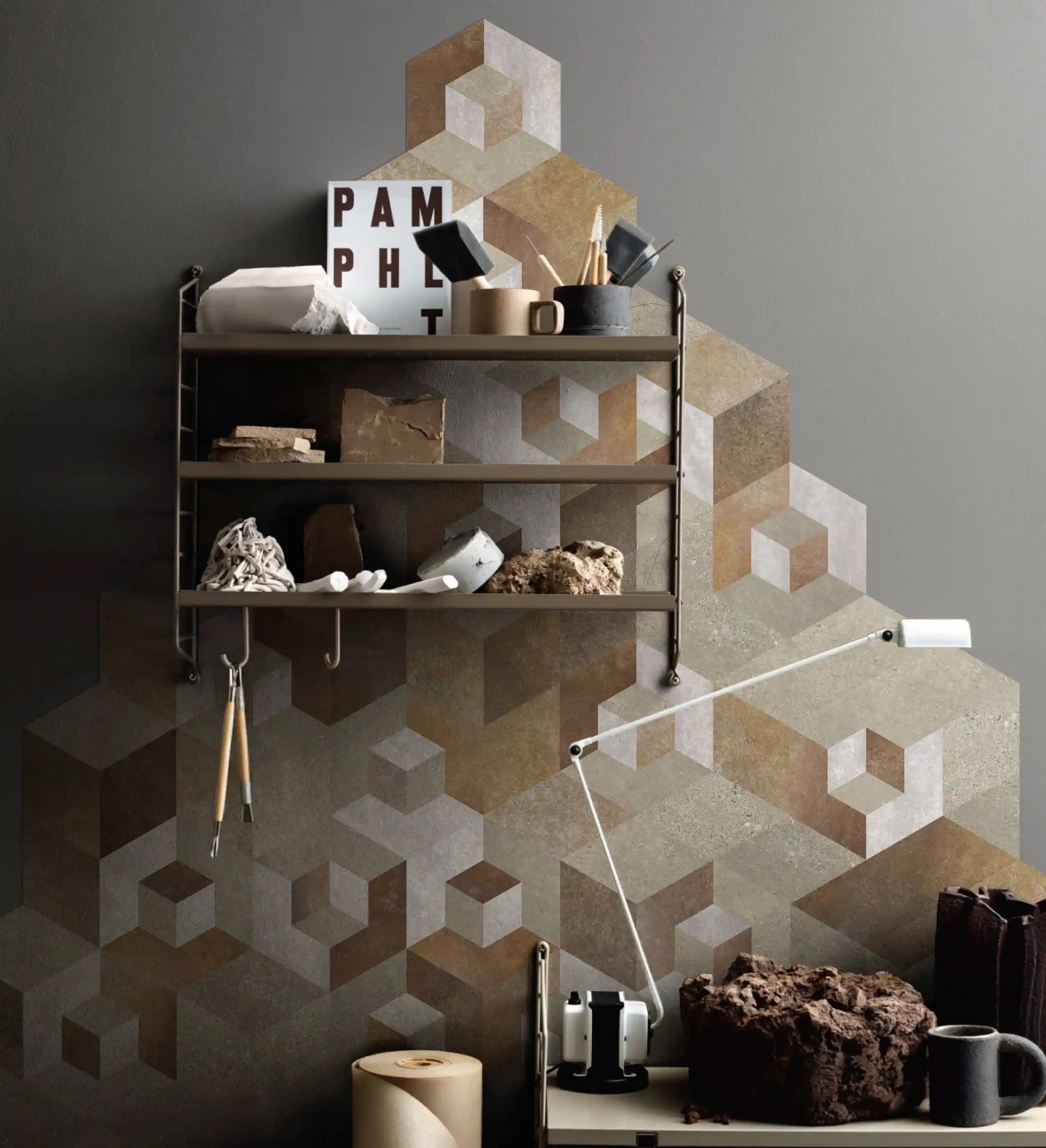 Illusion Peel and Stick Backsplashes Hexagon Tiles, Sundance