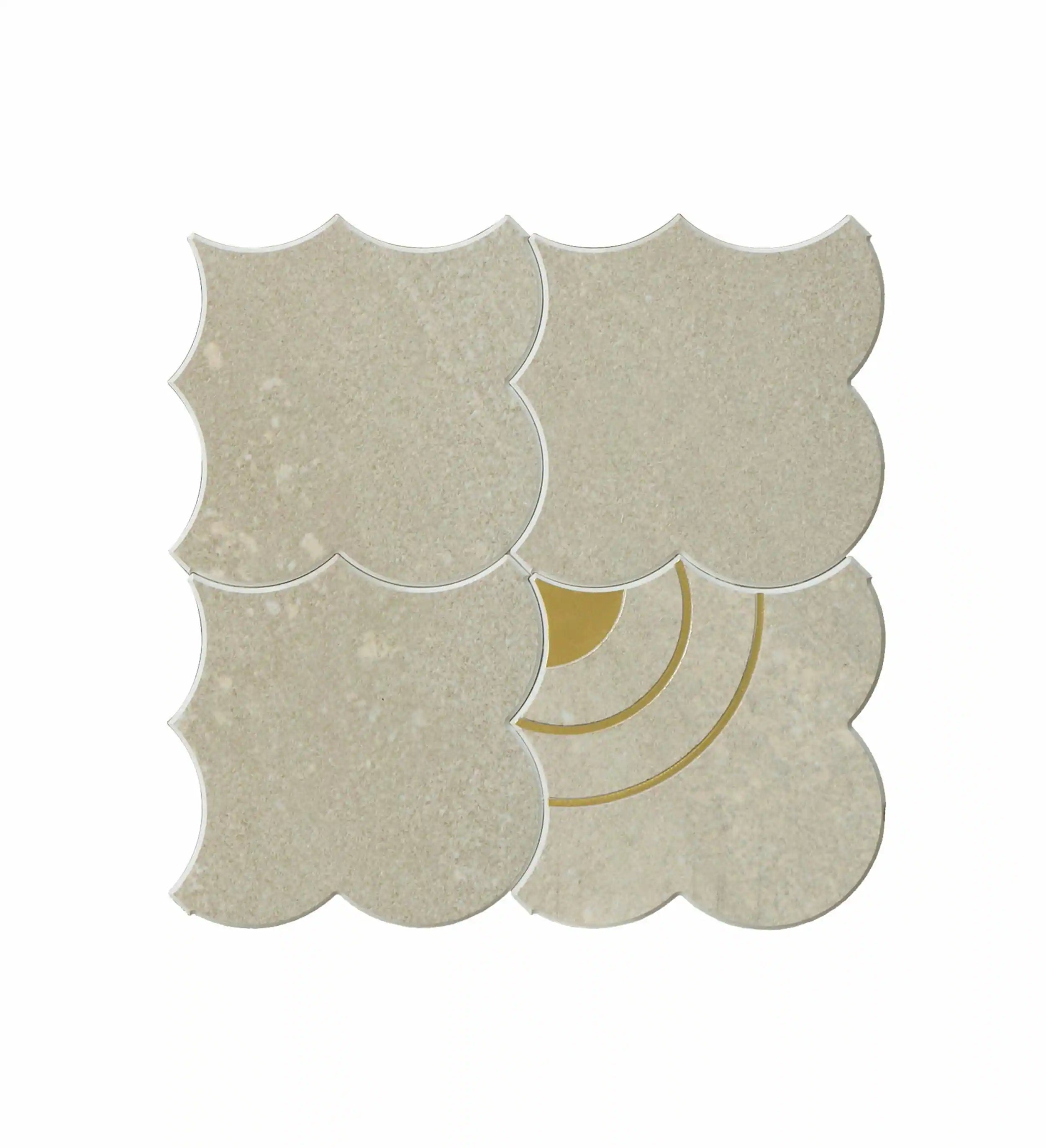 Cloud Yarn Mosaic Peel and Stick Tiles Backsplash, Luna Gold