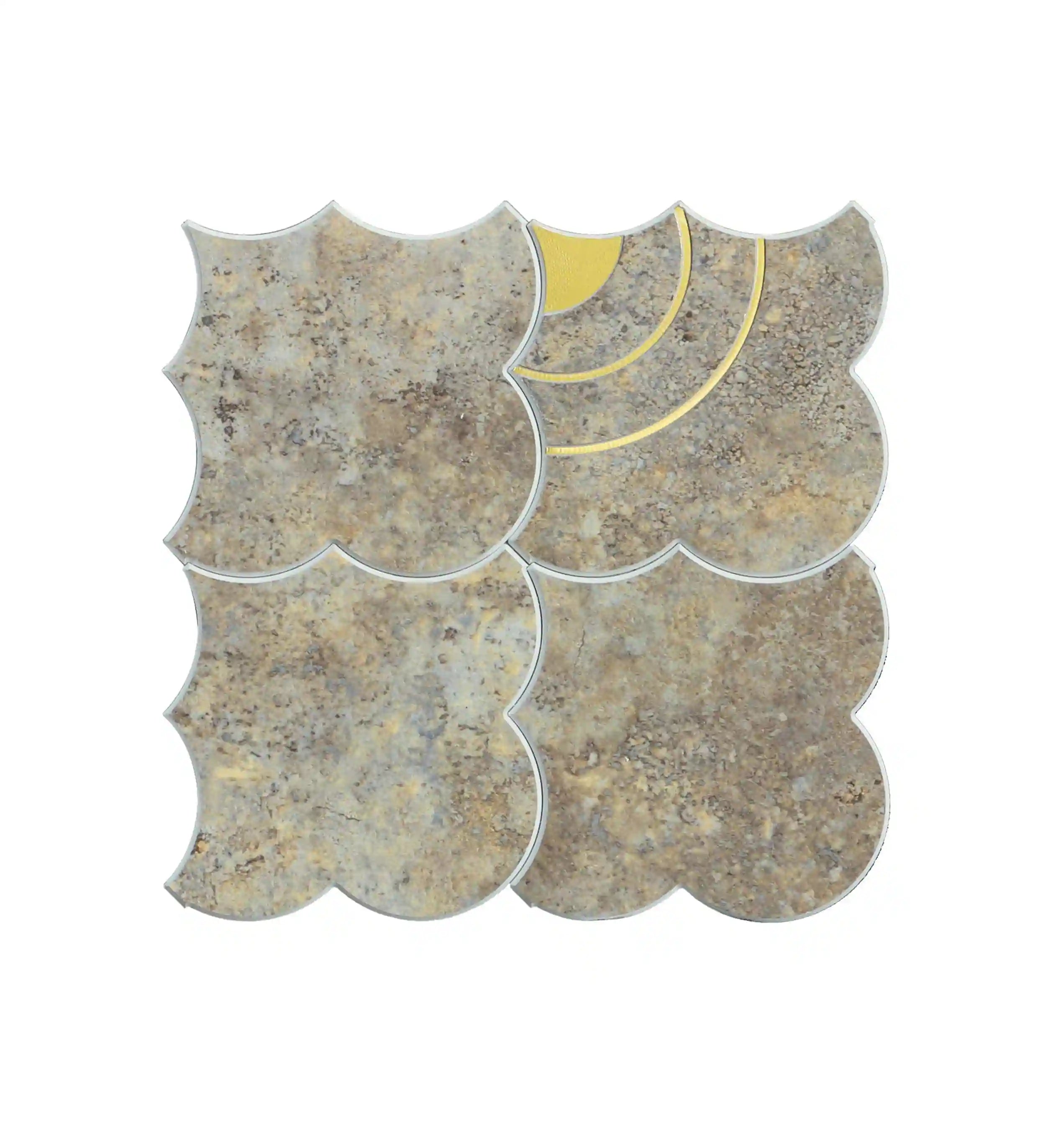 Cloud Yarn Mosaic Peel and Stick Tiles Backsplash, Sunrise Gold