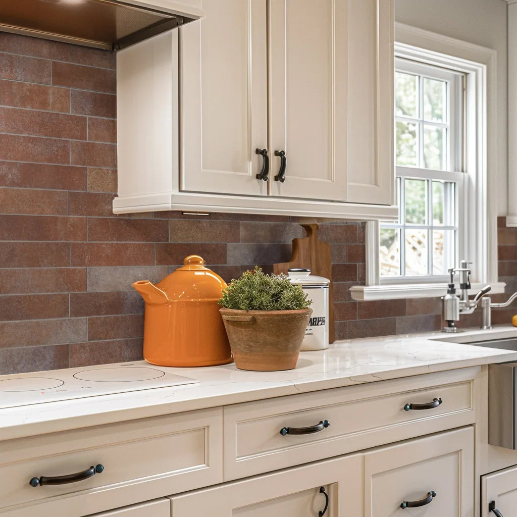 COLAMO Elongated Subway Tiles Peel & Stick Backsplash, Terracotta