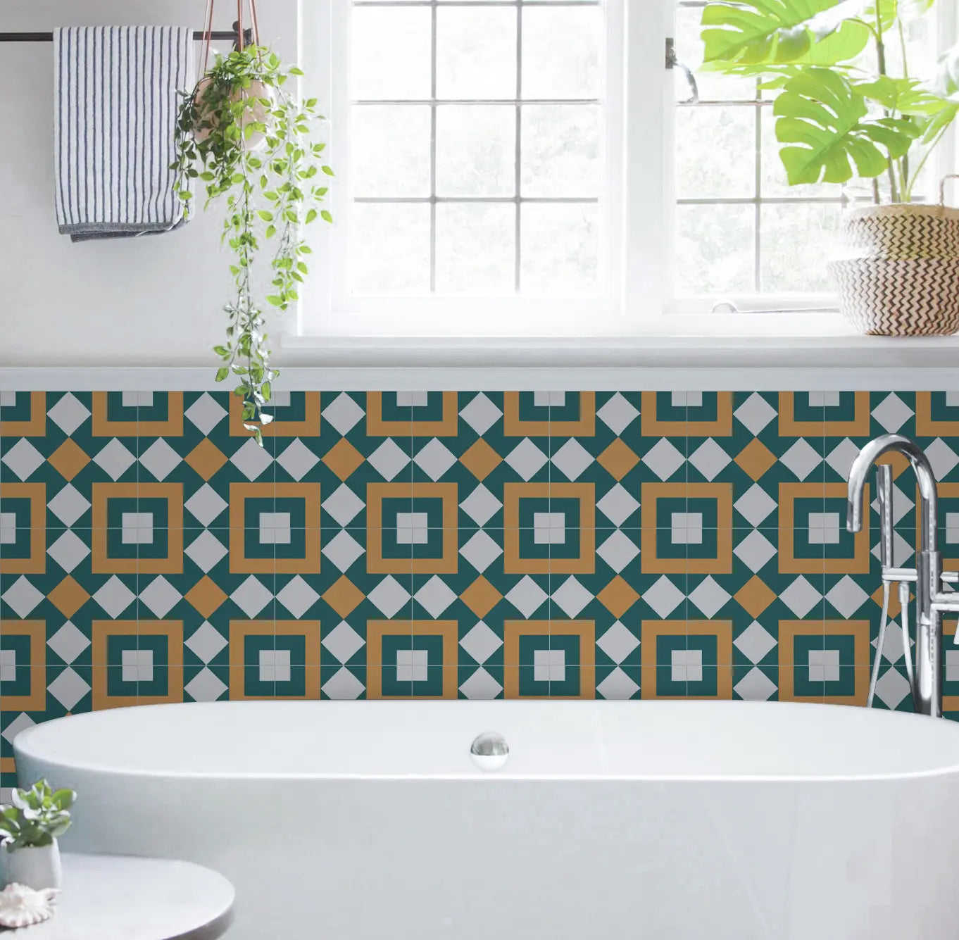 COLAMO Mate Verde Naranja Mezcla Autoadhesiva Gráfico Azulejos Calcomanías Peel and Stick Backsplash