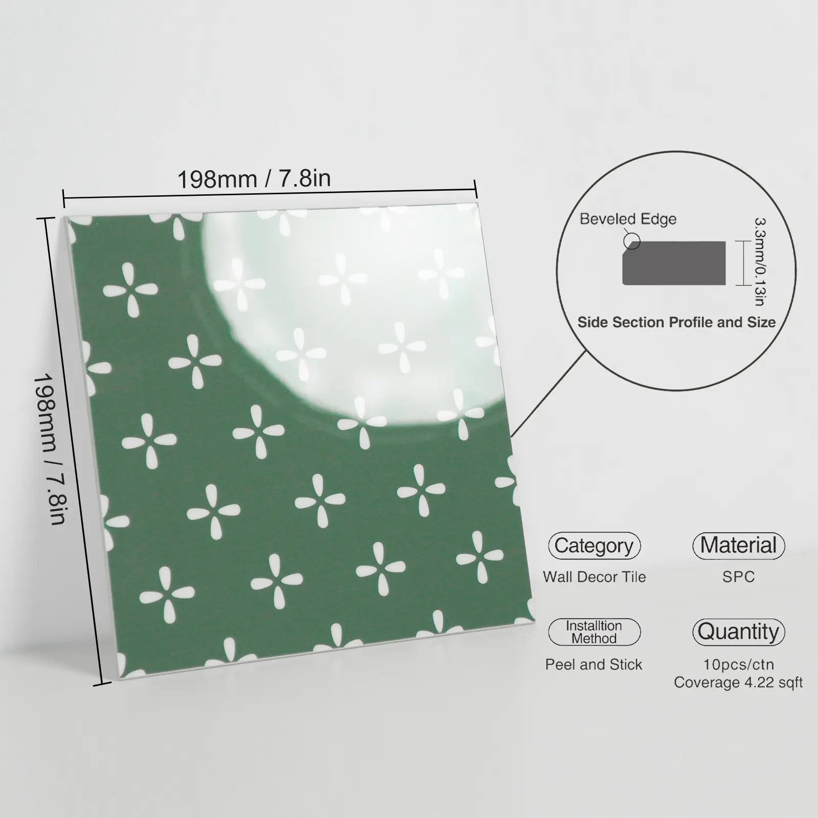 COLAMO Azulejo gráfico autoadhesivo con estampado de puntos verdes brillantes, protector contra salpicaduras para despegar y pegar