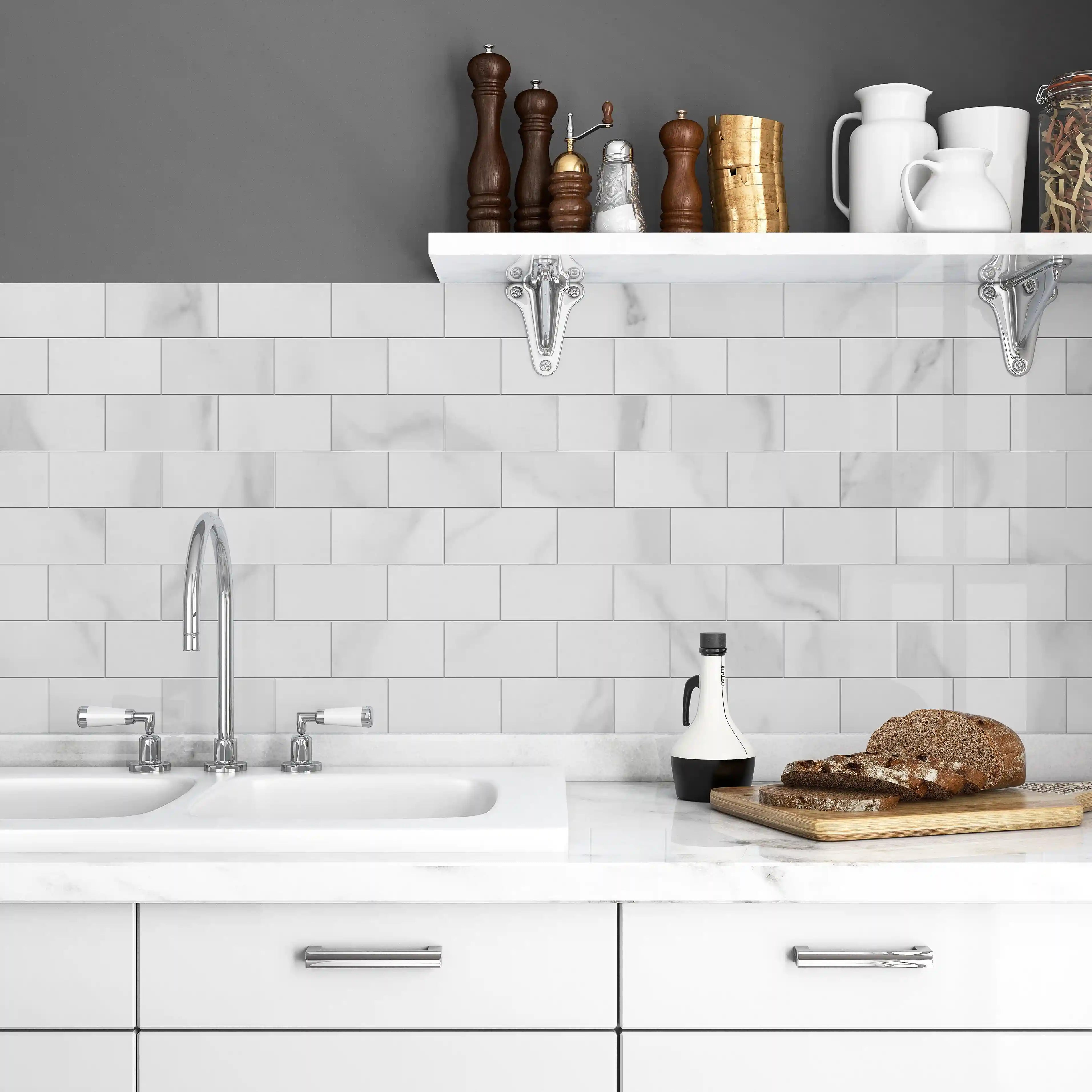 Carrara-White-Marble-Peel-and-Stick-Subway-tiles-in-kitchen