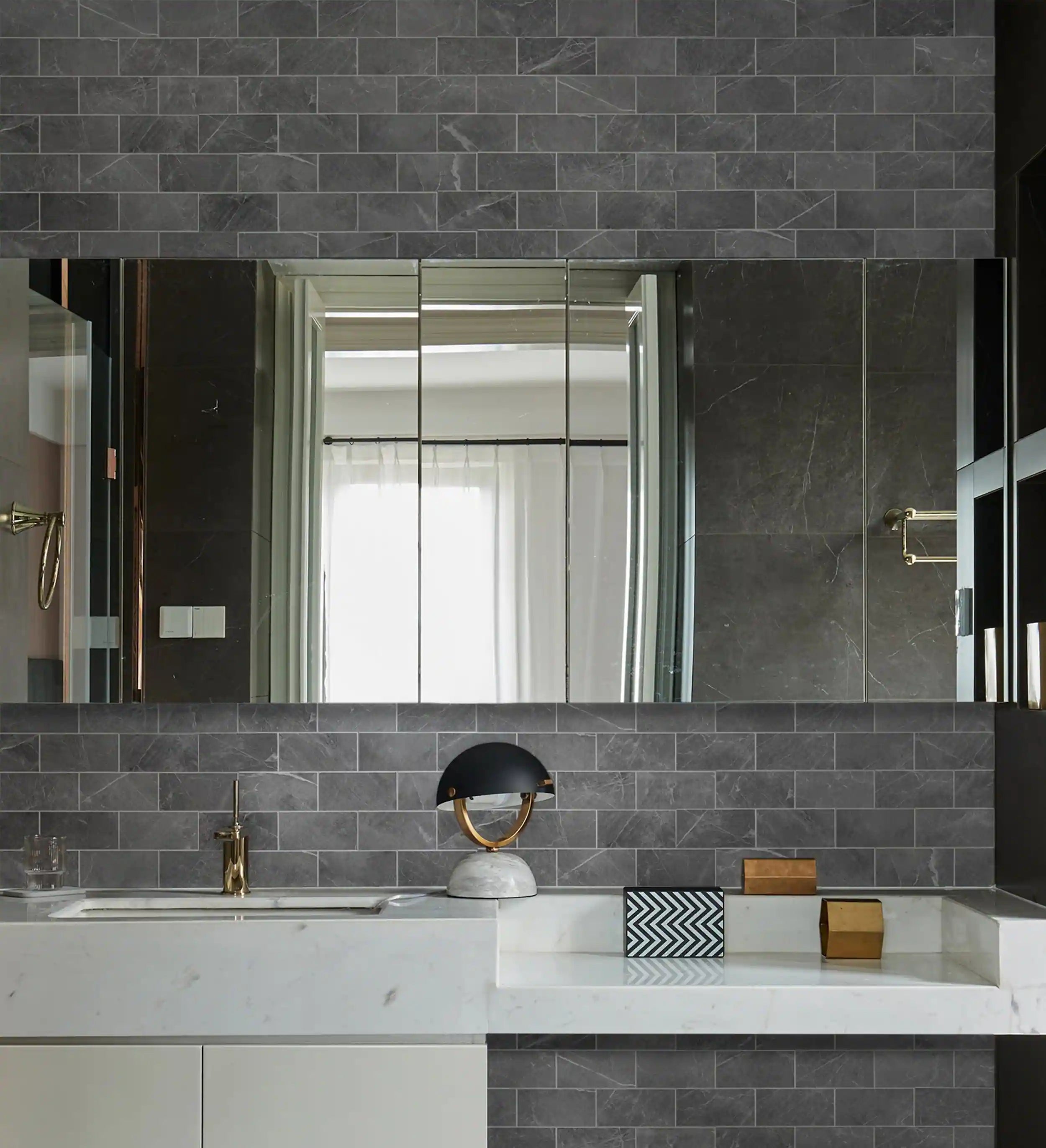 Dark-Gray-Vein-Peel-and-Stick-Subway-Tiles-in-bathroom