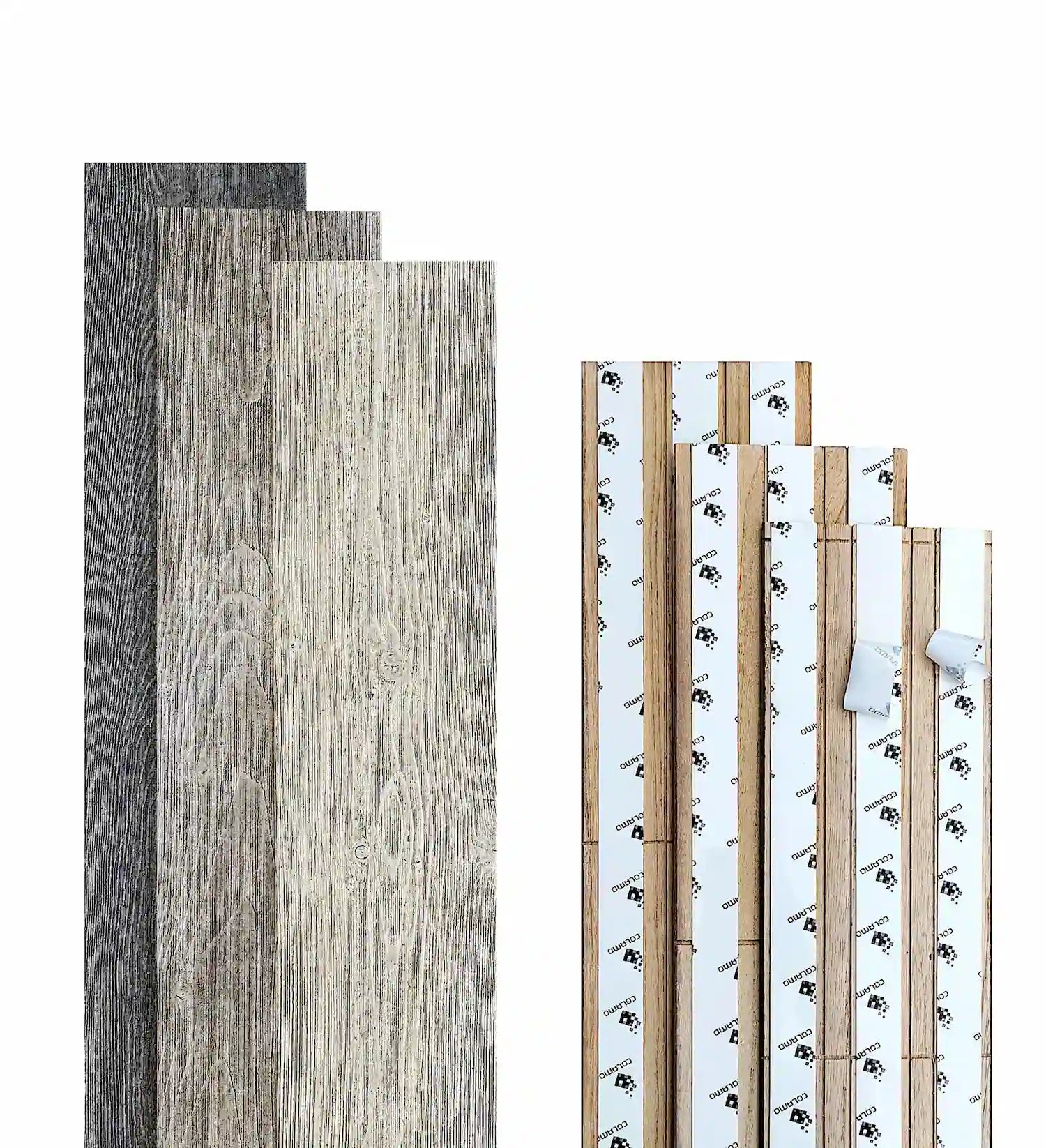 COLAMO Paneles de madera de pino de mezcla gris para pelar y pegar Tablones de pared traslapados