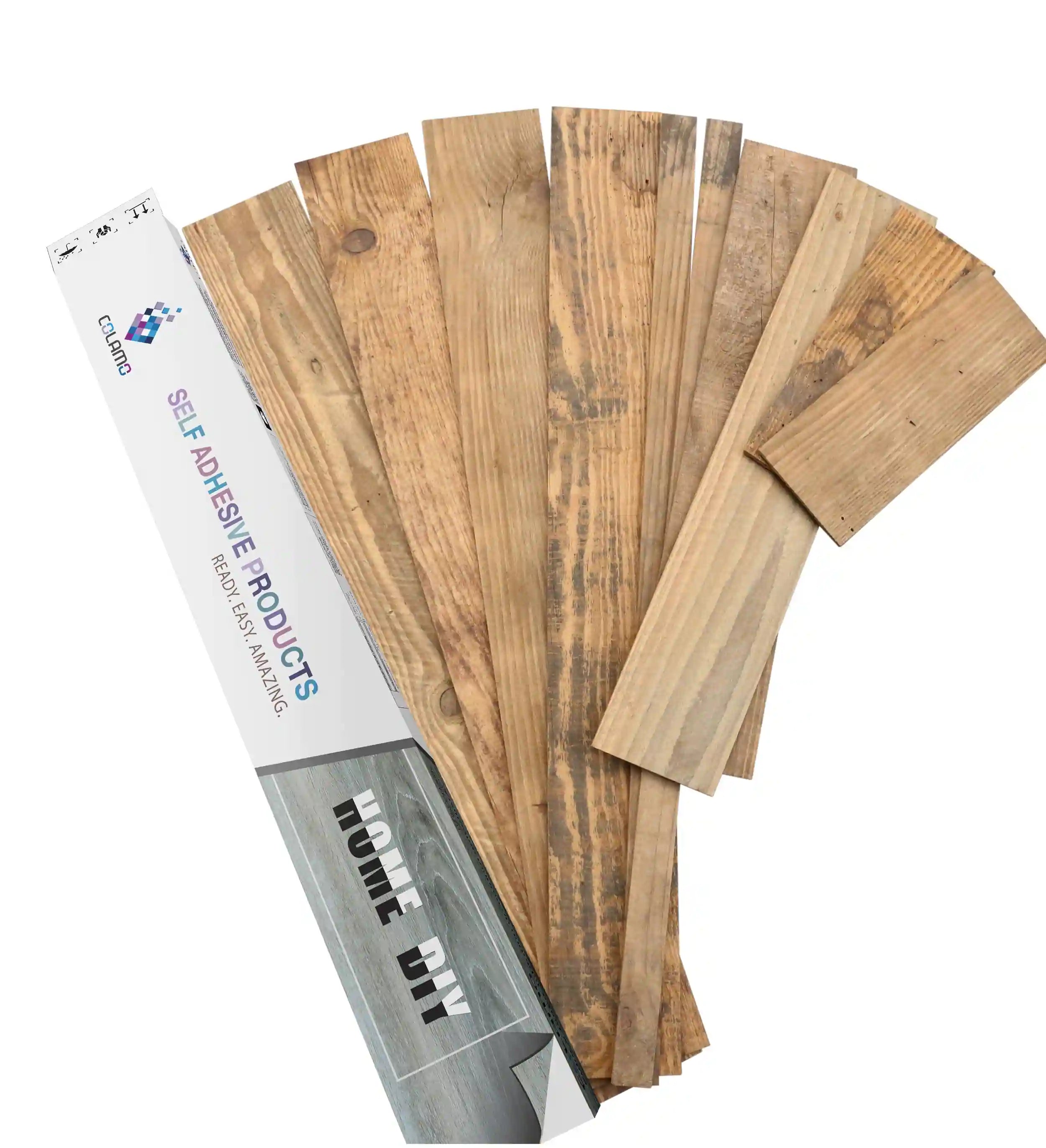 COLAMO 4.53"x35.43" Peel and Stick Reclaimed Wood Planks For Walls