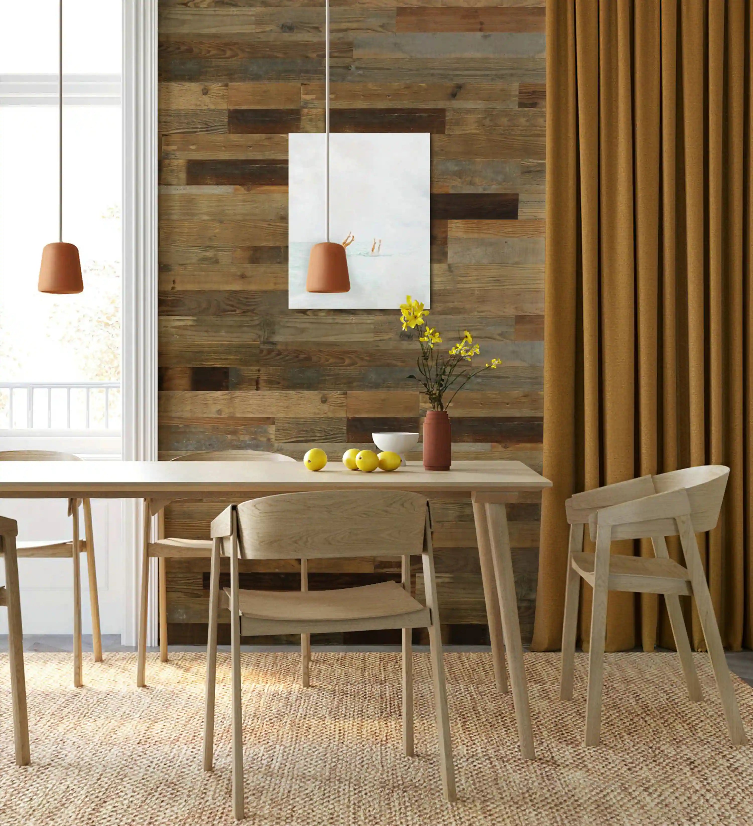 COLAMO 4.53"x35.43" Peel and Stick Reclaimed Wood Planks For Walls