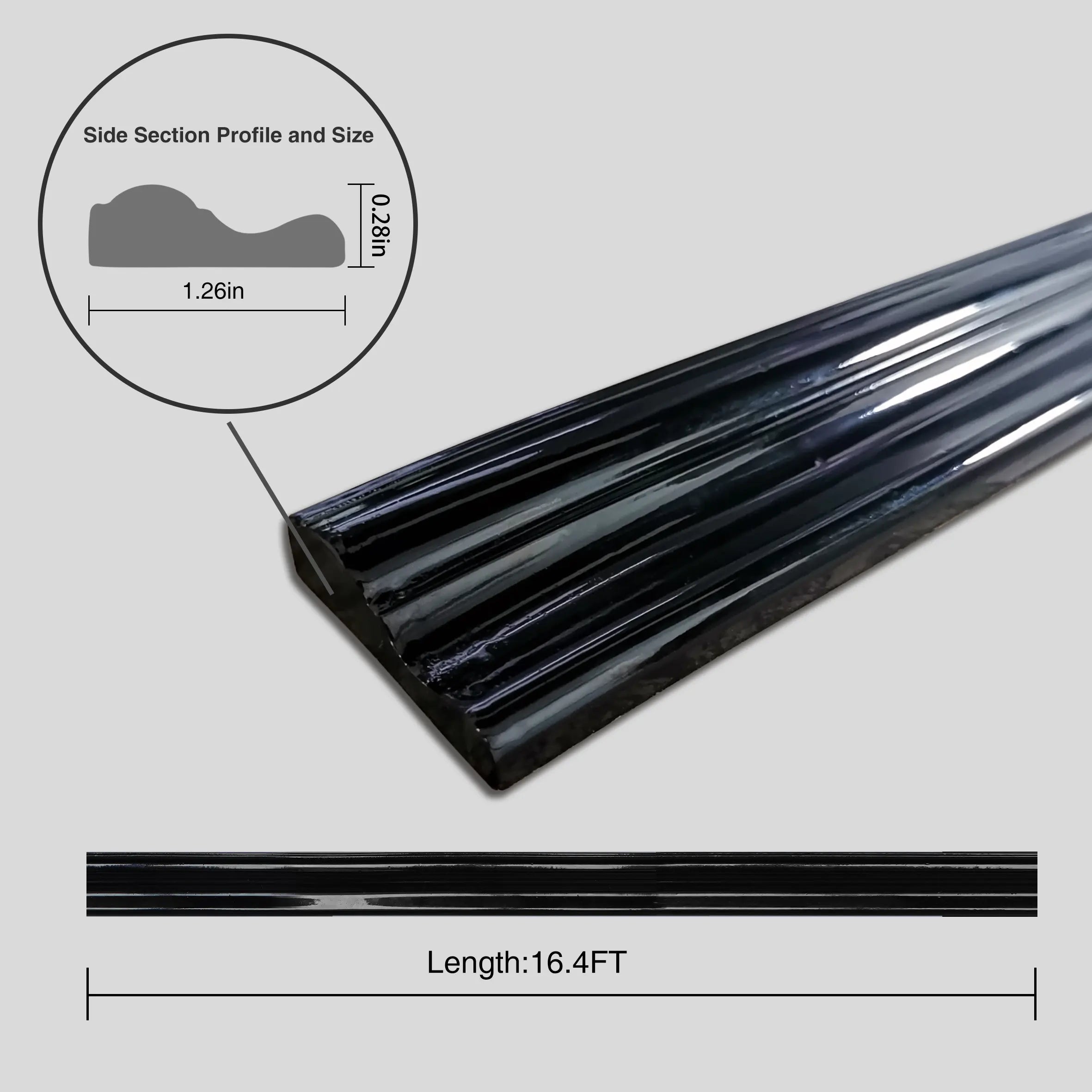 COLAMO Black Molding Trim Adhesive Peel and Stick Baseboard Trim Tile Edge Trim