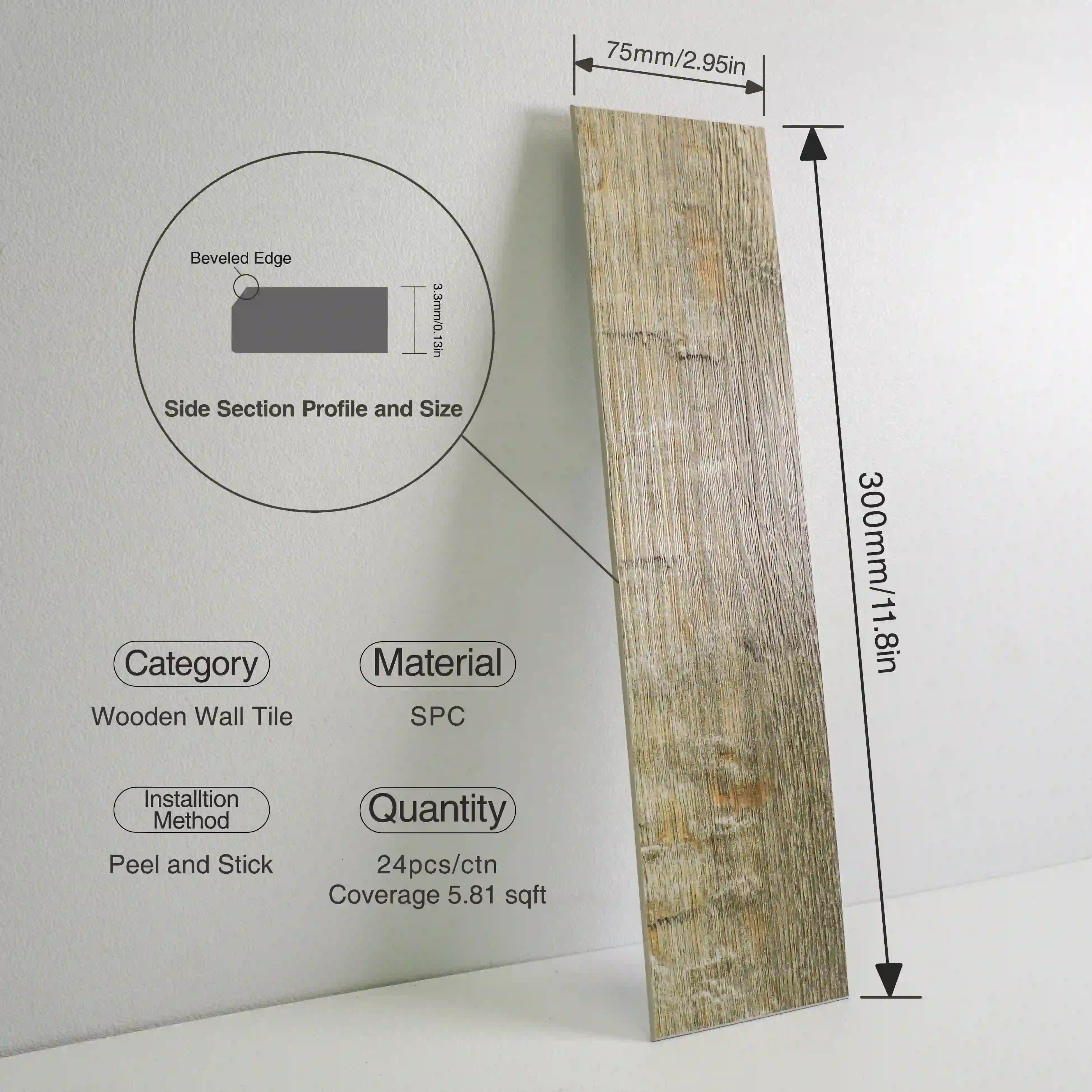 COLAMO Azulejos con apariencia de madera desgastada de roble Placas para salpicaduras impermeables, gruesas y rígidas para despegar y pegar 