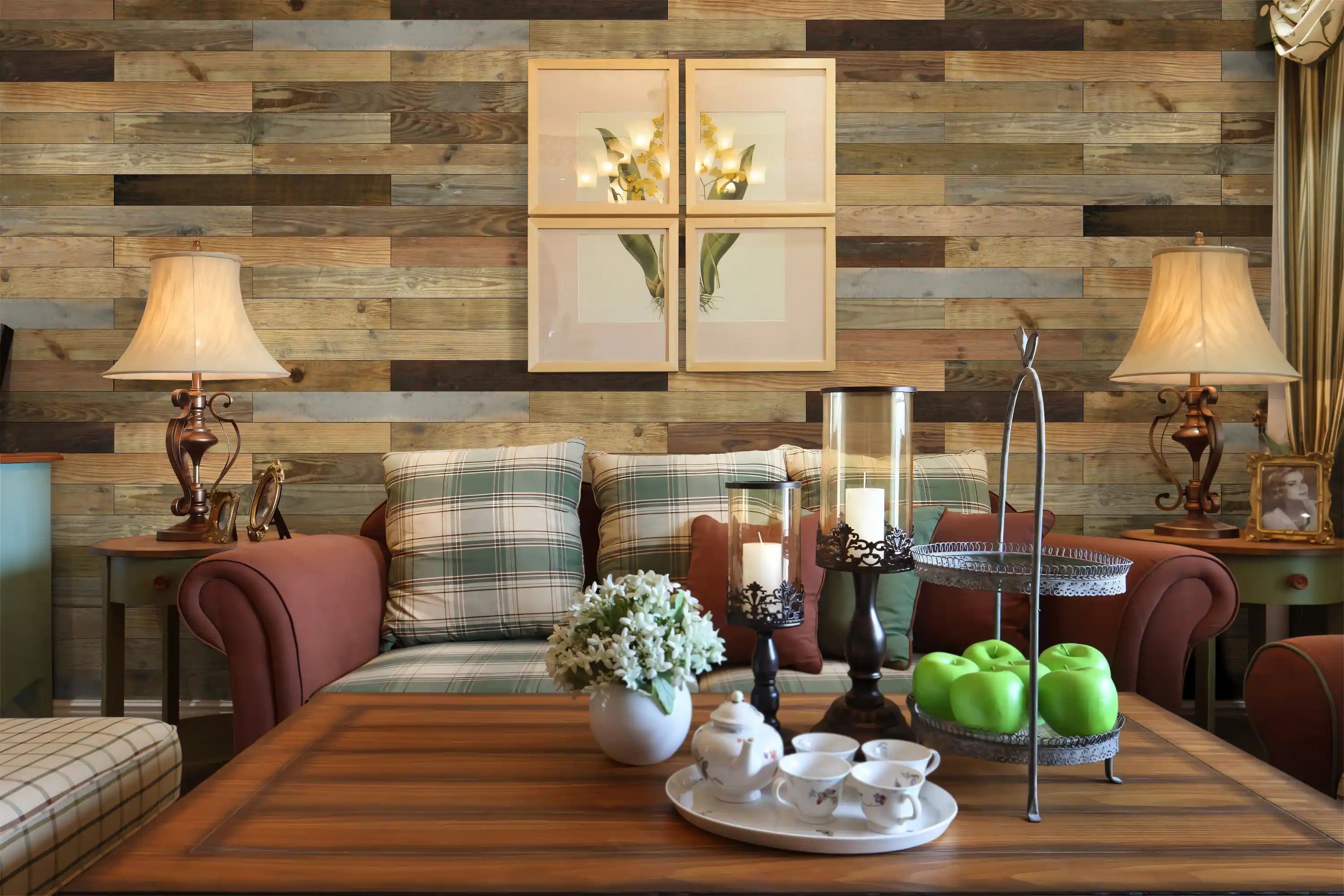 COLAMO 3.54"x35.43" Reclaimed Wood Peel and Stick Planks For Walls