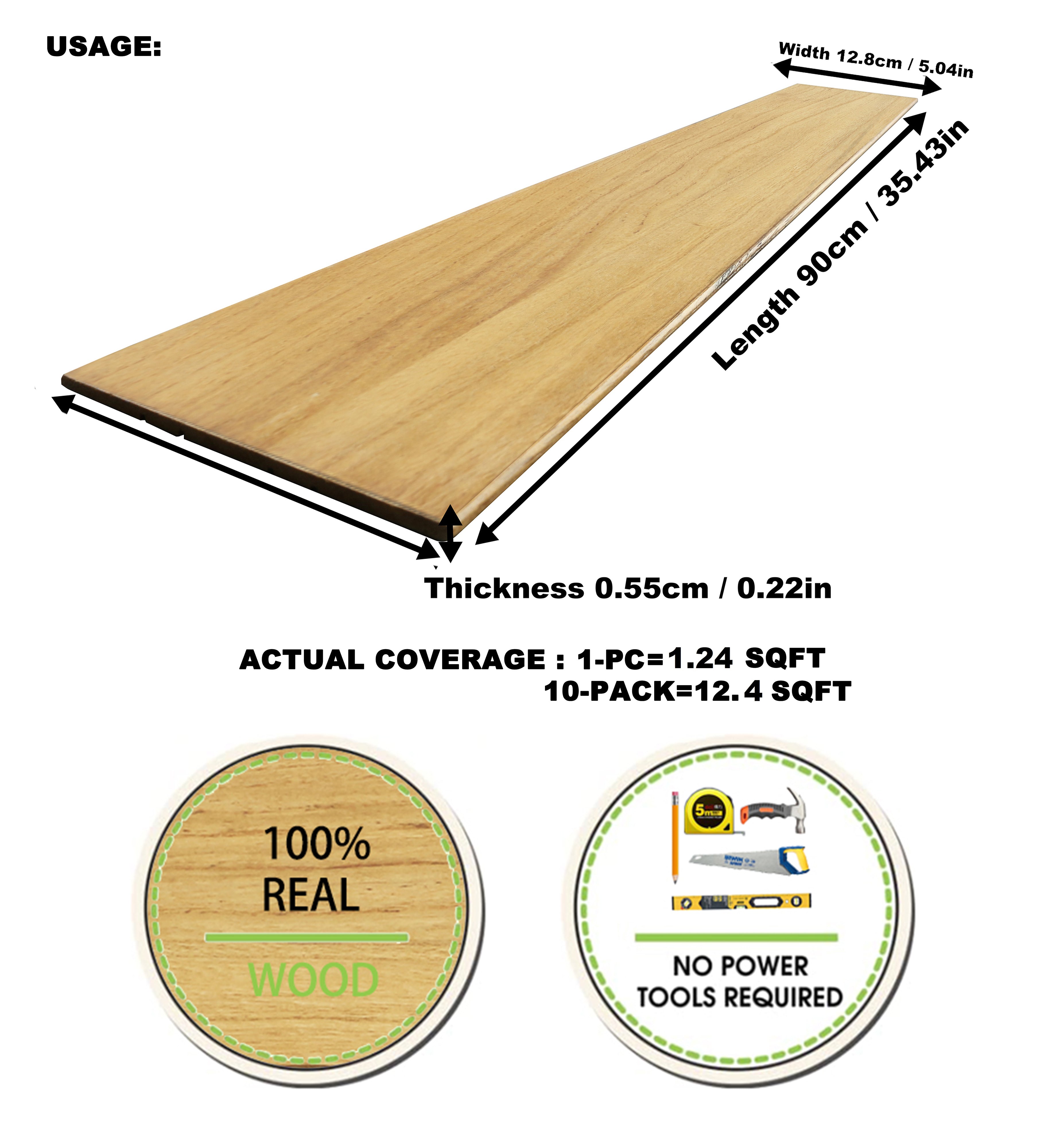 Tablones de madera de teca COLAMO para pelar y pegar para paneles de pared traslapados